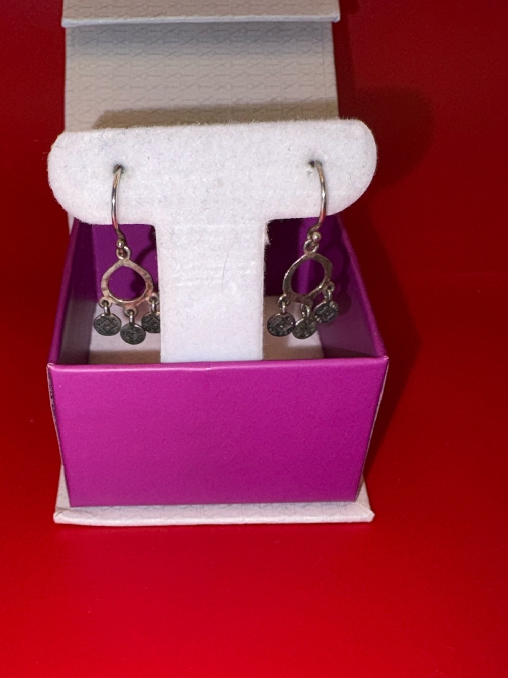 Silpada "Triplicity" sterling silver etched disc coin drop earrings W2764
